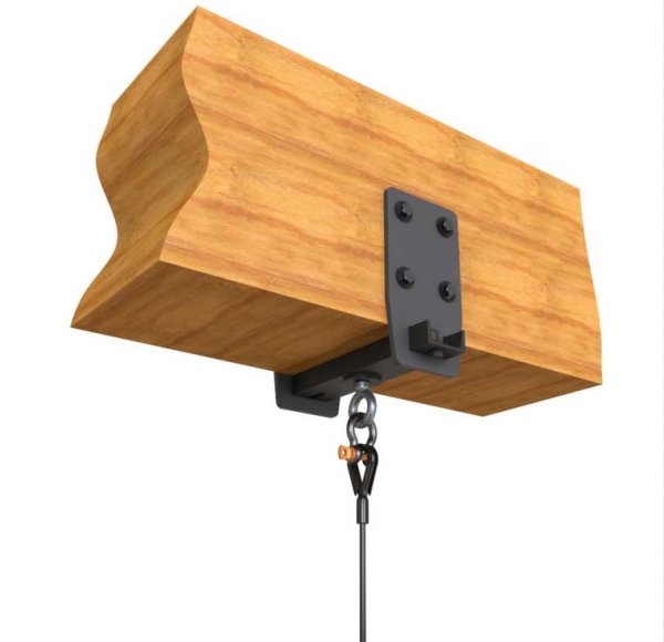 Wood Beam Clamp Suspension With Swivel Eye, Black